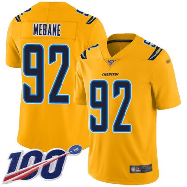 Los Angeles Chargers NFL Football Brandon Mebane Gold Jersey Men Limited #92 100th Season Inverted Legend